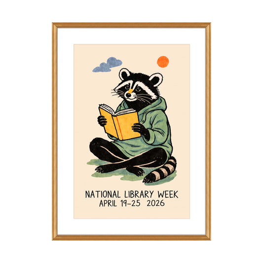 National Library Week Raccoon Poster