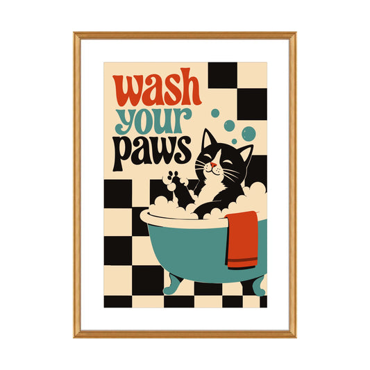 Wash Your Paws Poster Bathroom
