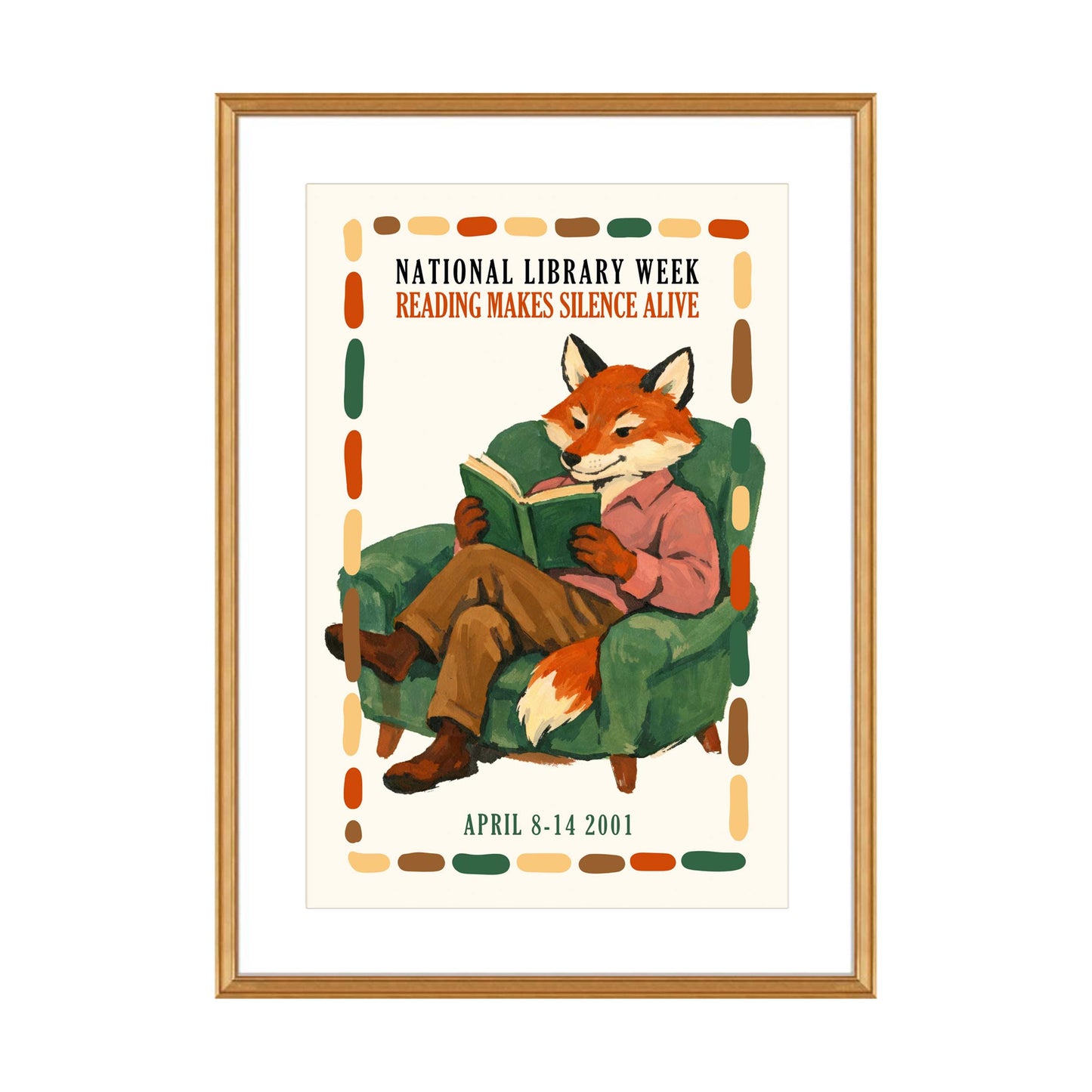 National Library Week Fox Reading Poster