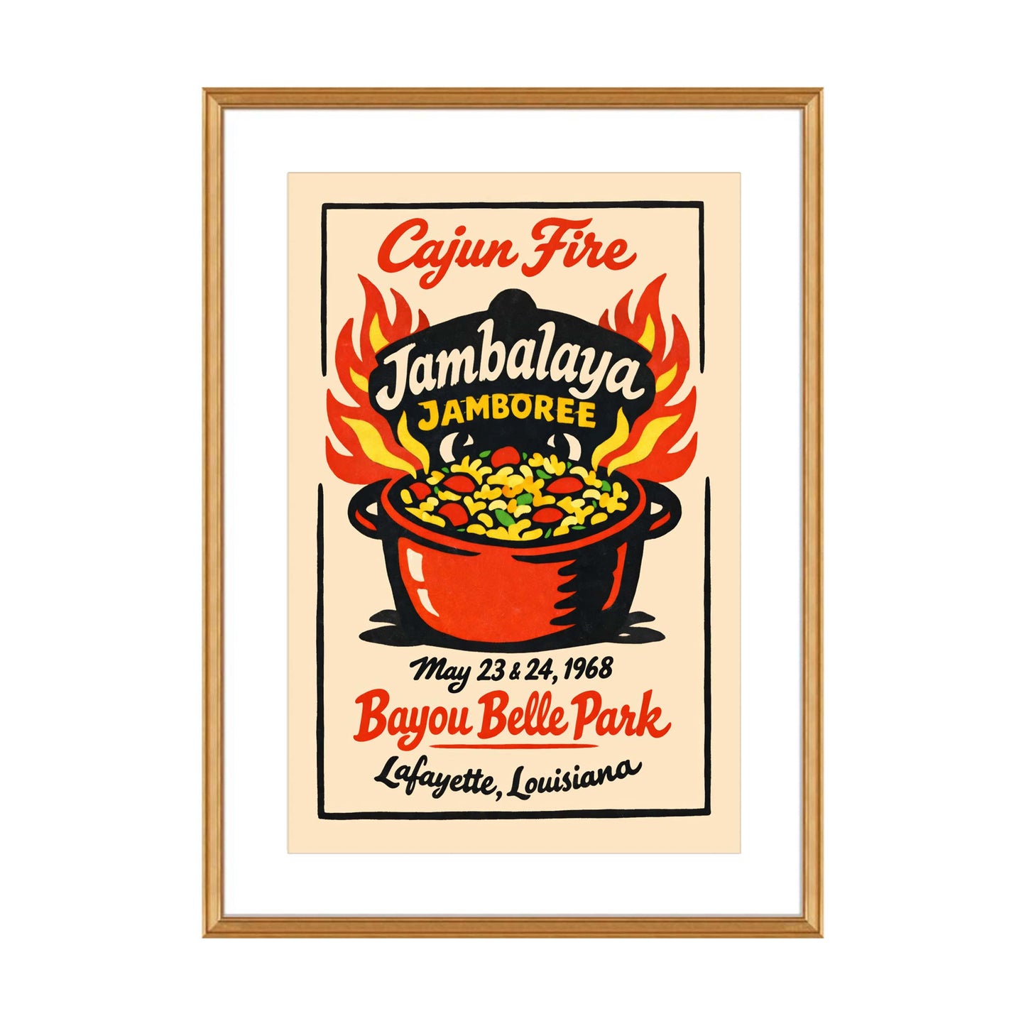 Vintage Cajun Fire Jambalaya Festival Poster