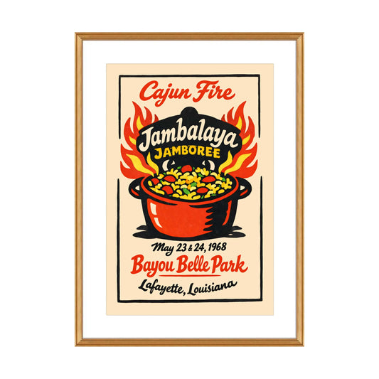 Vintage Cajun Fire Jambalaya Festival Poster