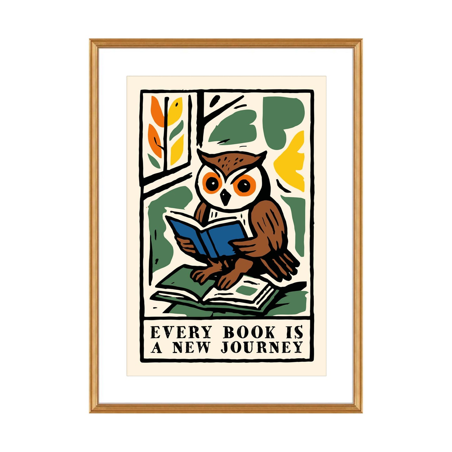 Owl Reading Book Poster Wall Art
