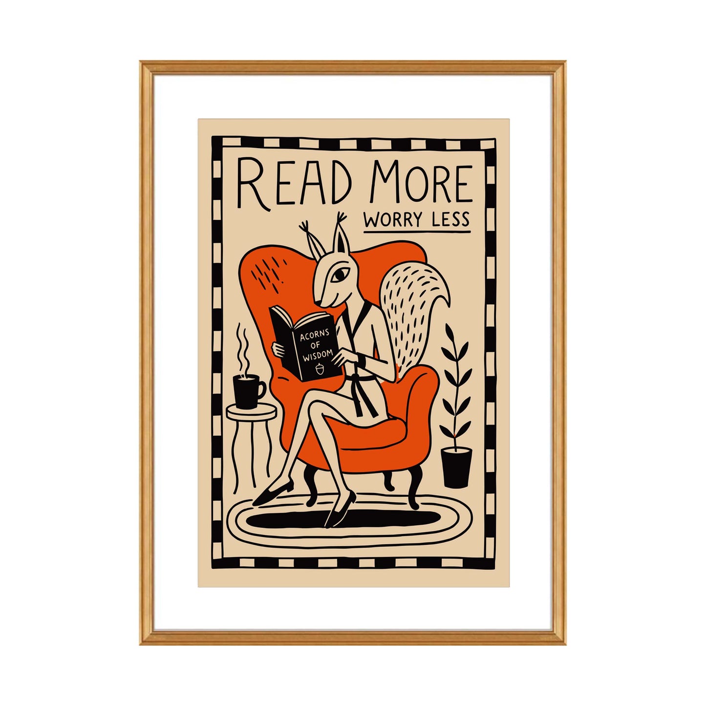 Reading Squirrel Motivation Print