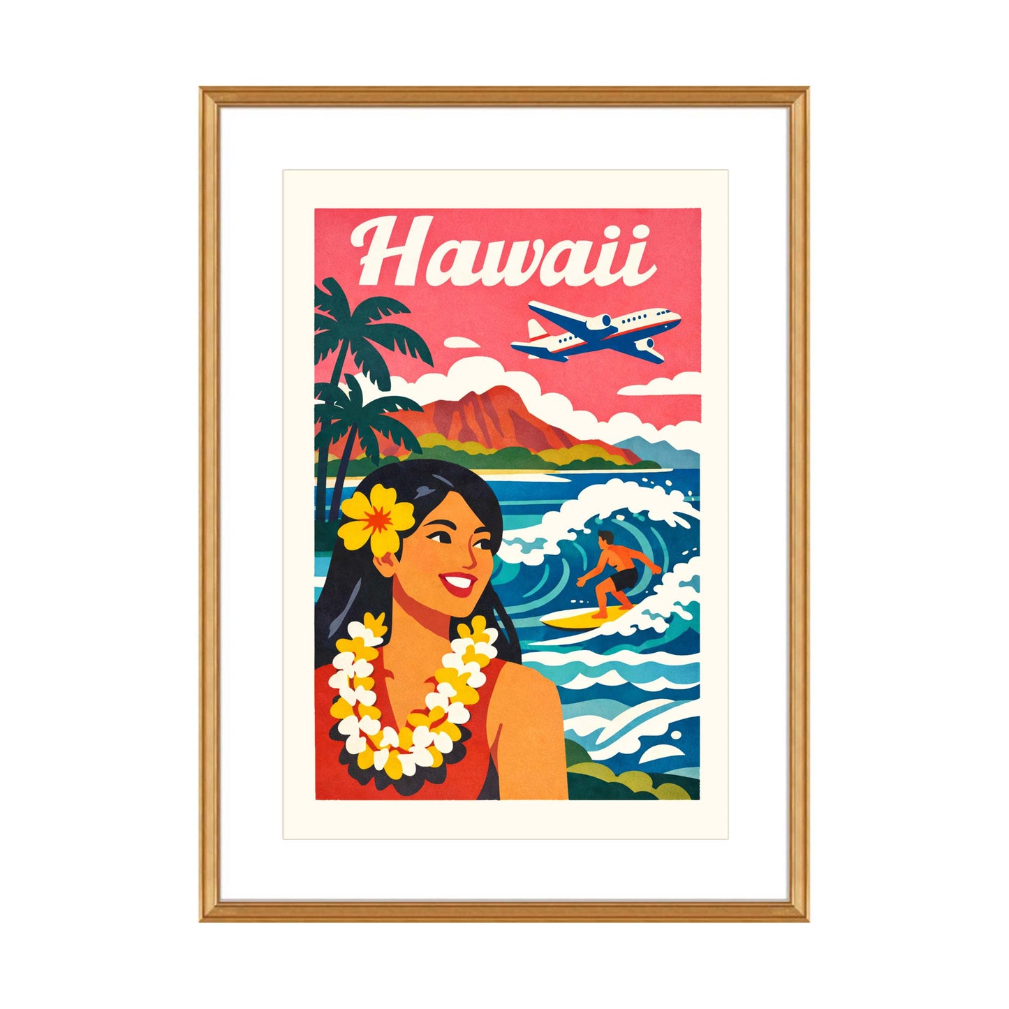 Hawaii Vintage Beach Scene Poster