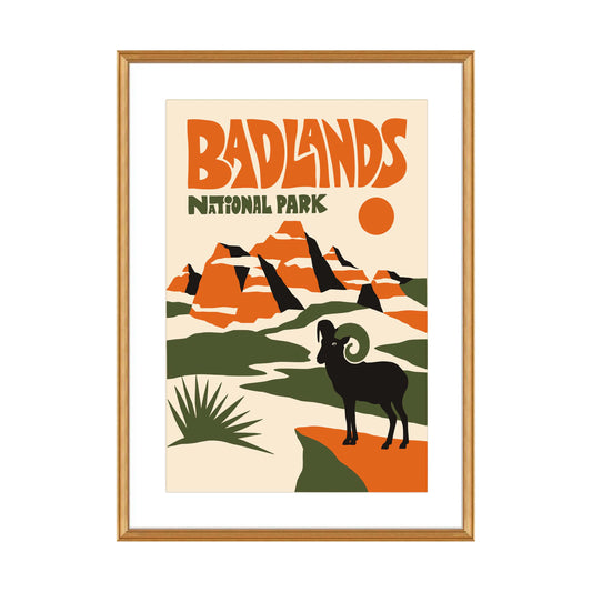 Badlands National Park Retro Travel Poster