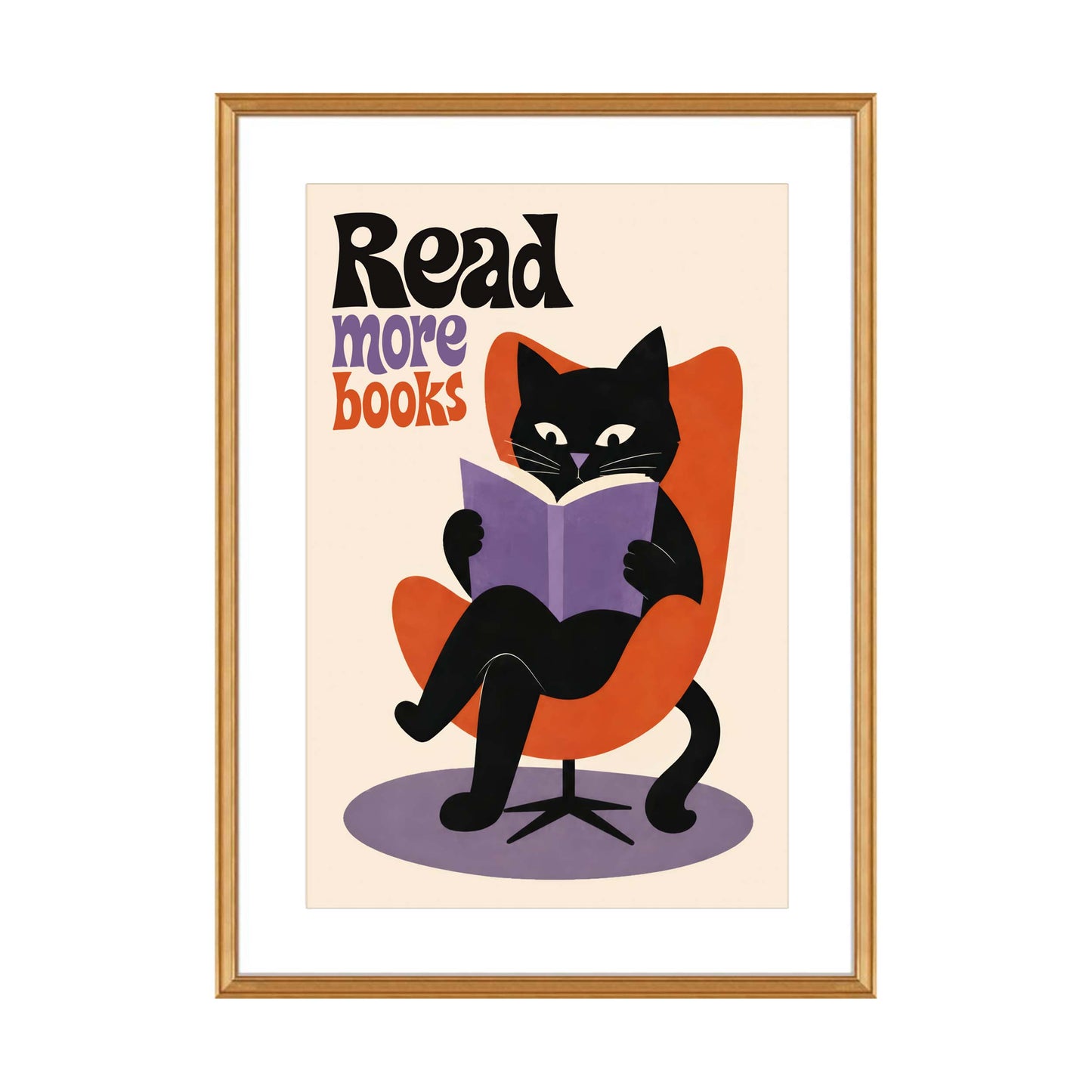 Reading Cat Library Wall Print
