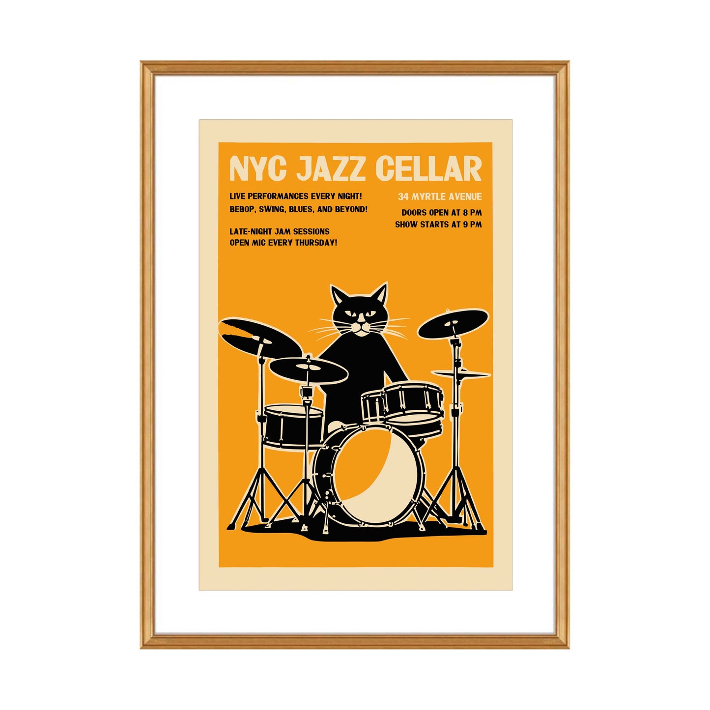 NYC Jazz Cellar Wall Print