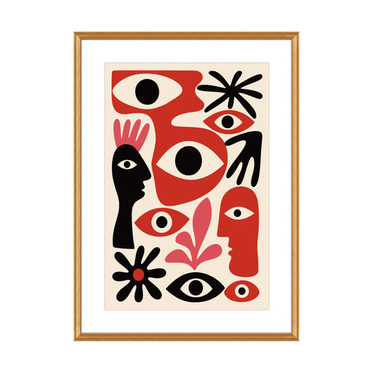 Abstract Faces Eyes Poster Print