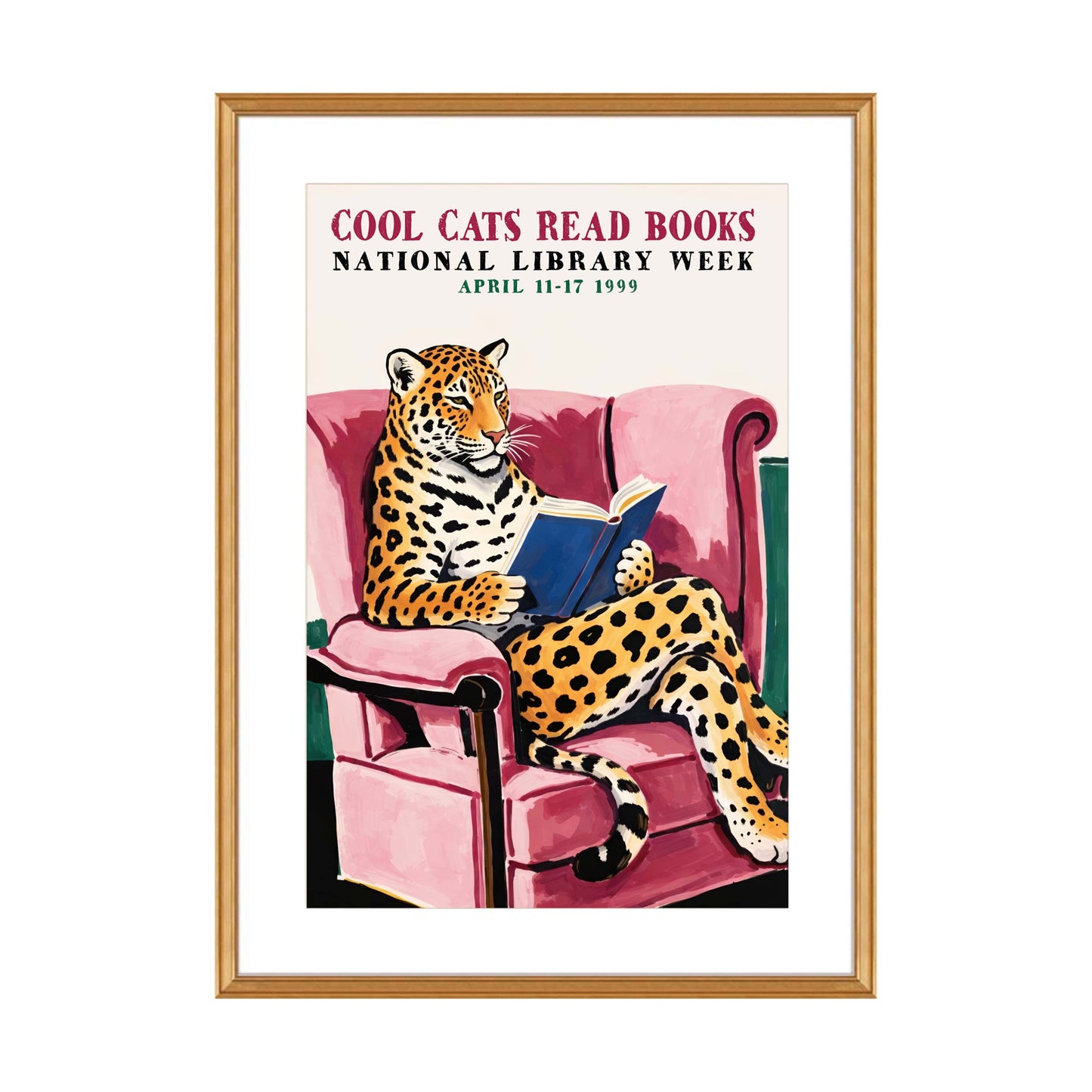 Cool Cats Read Books Library Week Poster Print