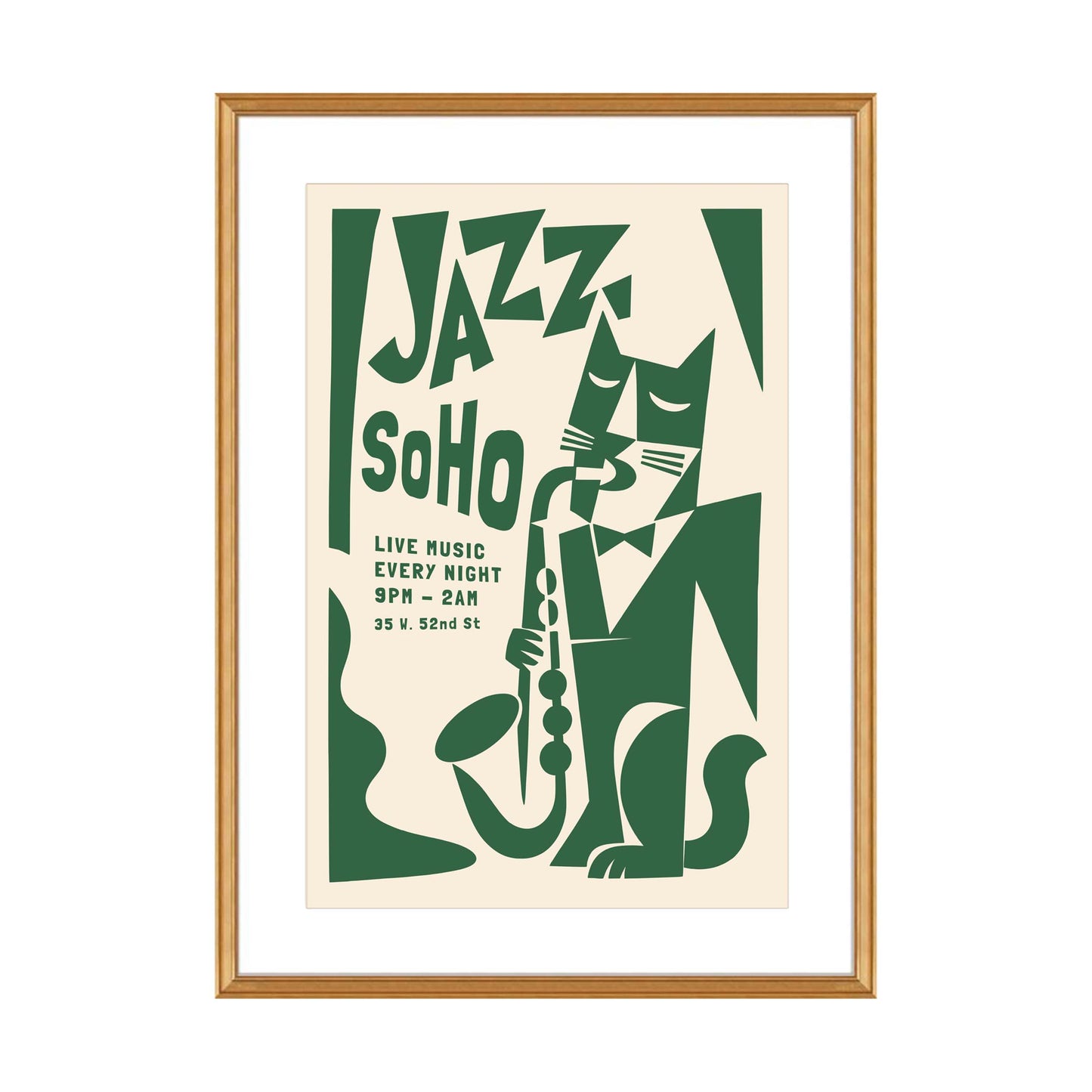Jazz SoHo Cat Saxophone Poster Print