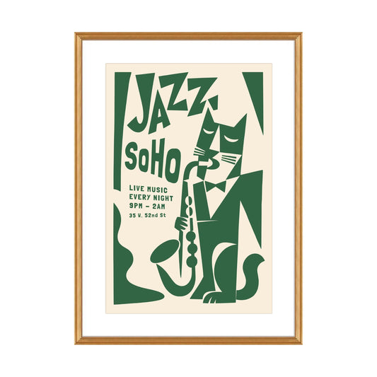 Jazz SoHo Cat Saxophone Poster Print