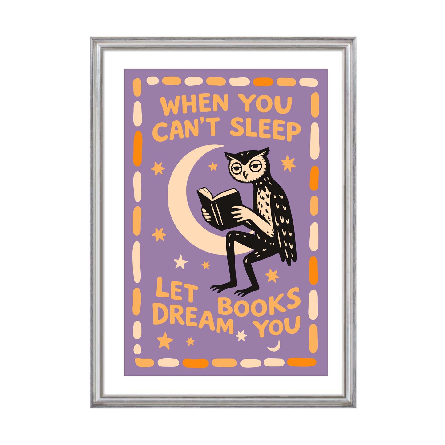Owl Reading Night Books Wall Art