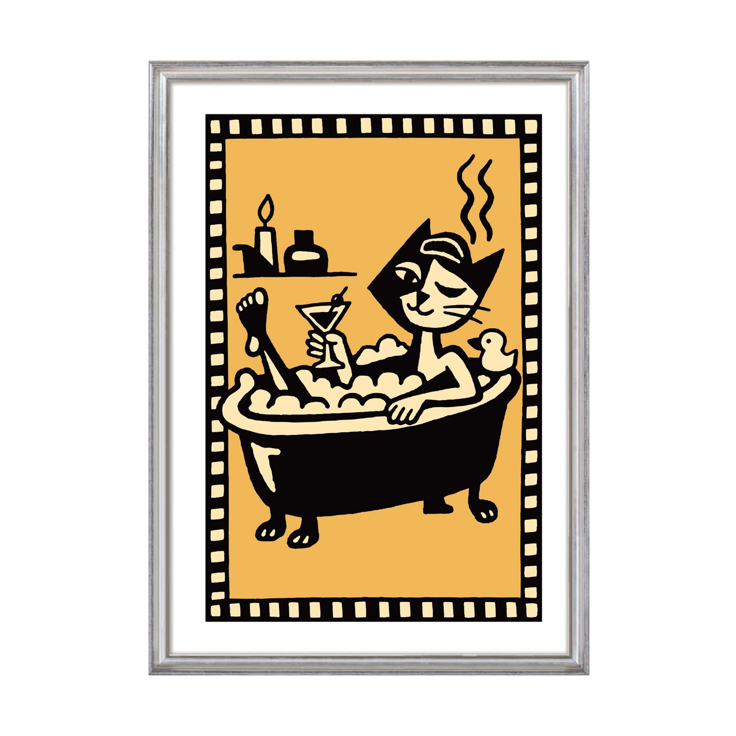 Cat Bathtub Cocktail Poster Print