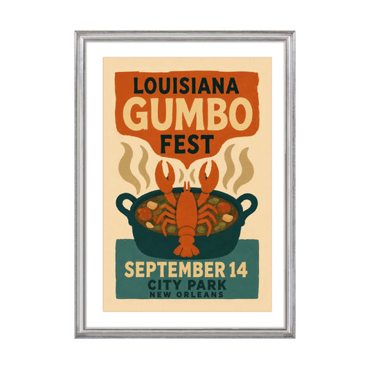Retro Louisiana Gumbo Festival Kitchen Art Print