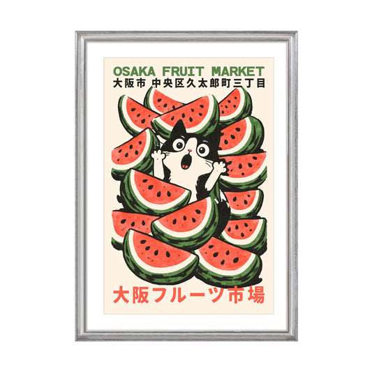 Osaka Fruit Market Cat Poster