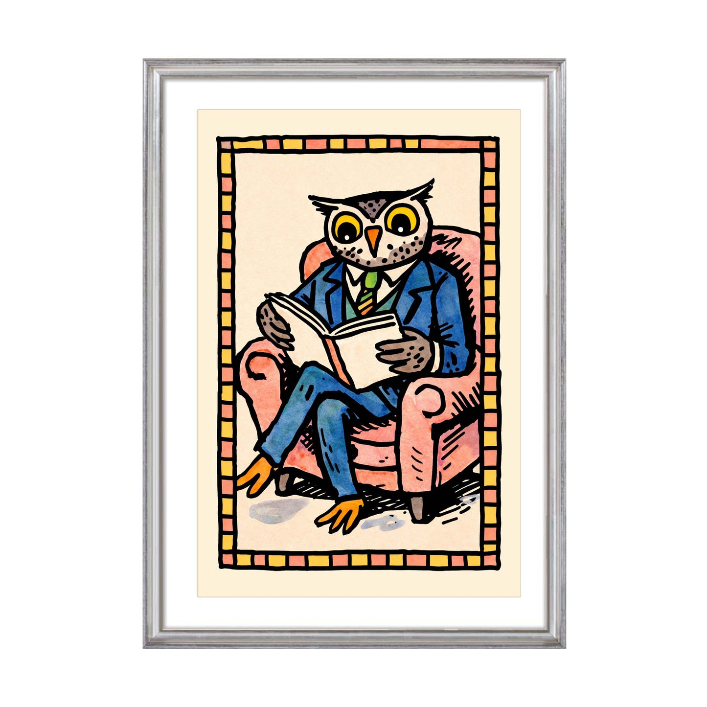 Owl Reading Chair Poster Print