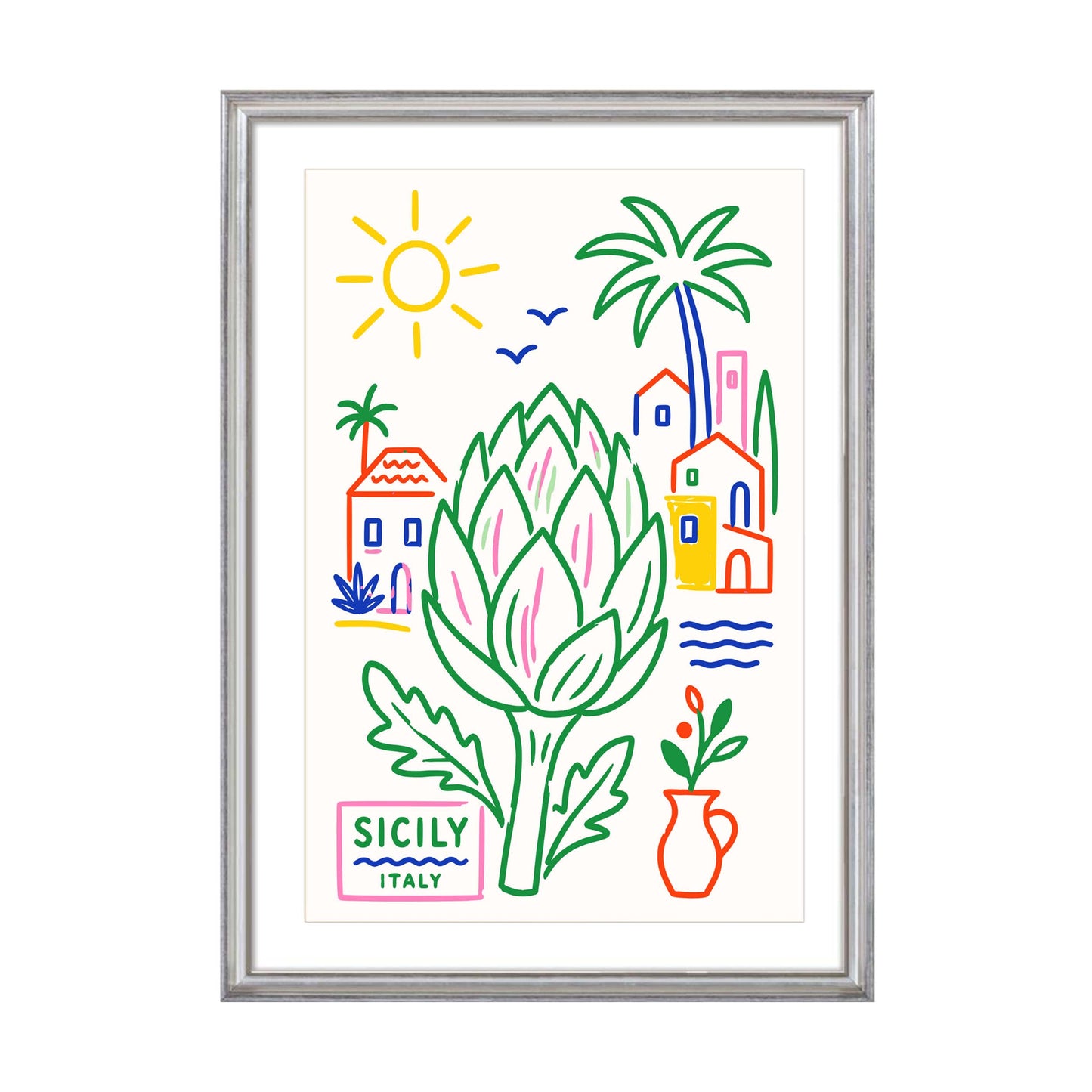 Sicily Italy Artichoke Travel Poster