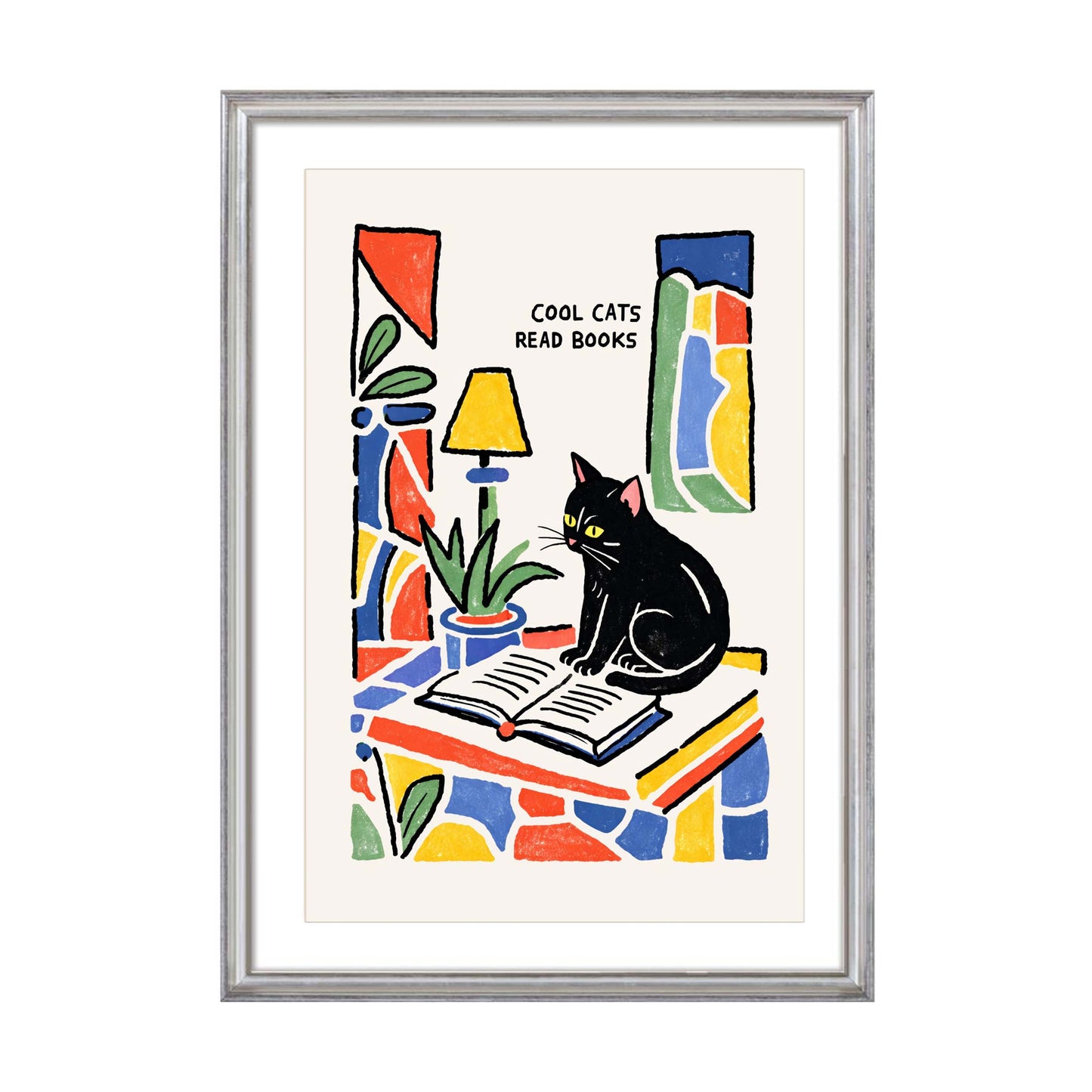 Cool Cats Read Books Wall Art