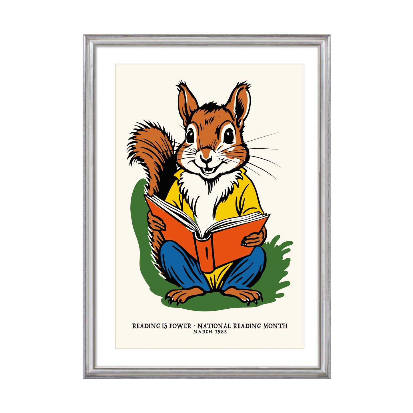 Reading Squirrel Book Poster Print