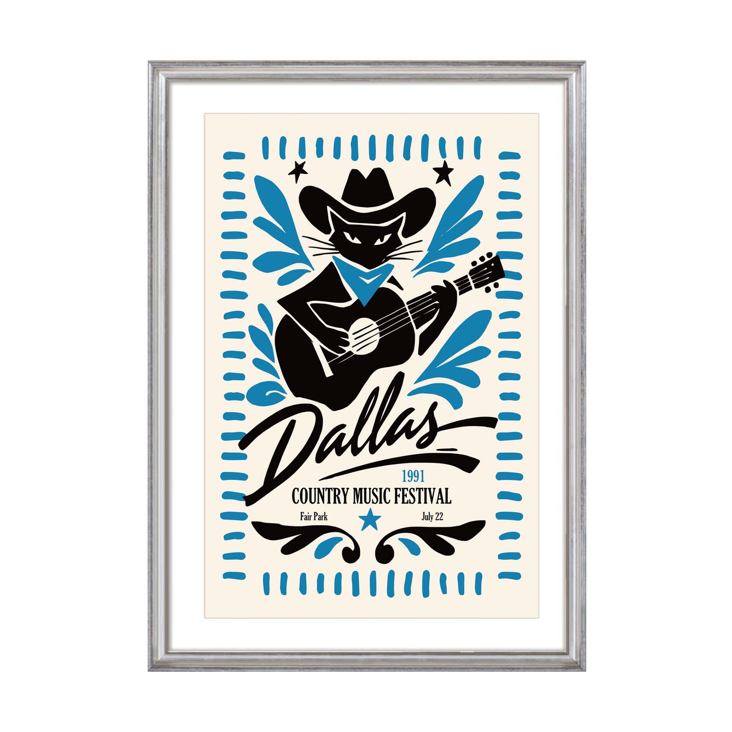 Dallas Country Music Cat Poster 1991