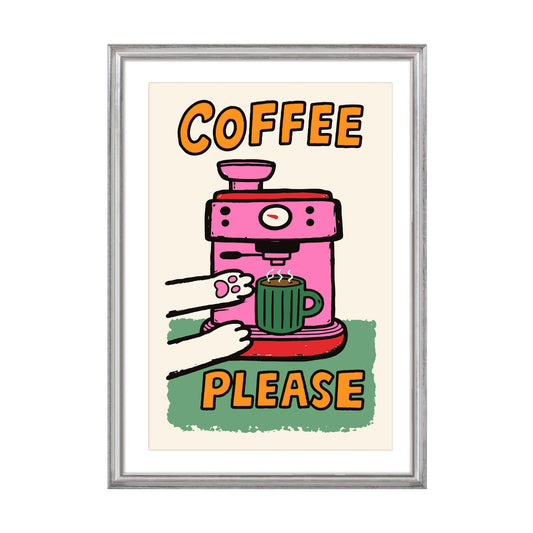 Coffee Please Cat Print