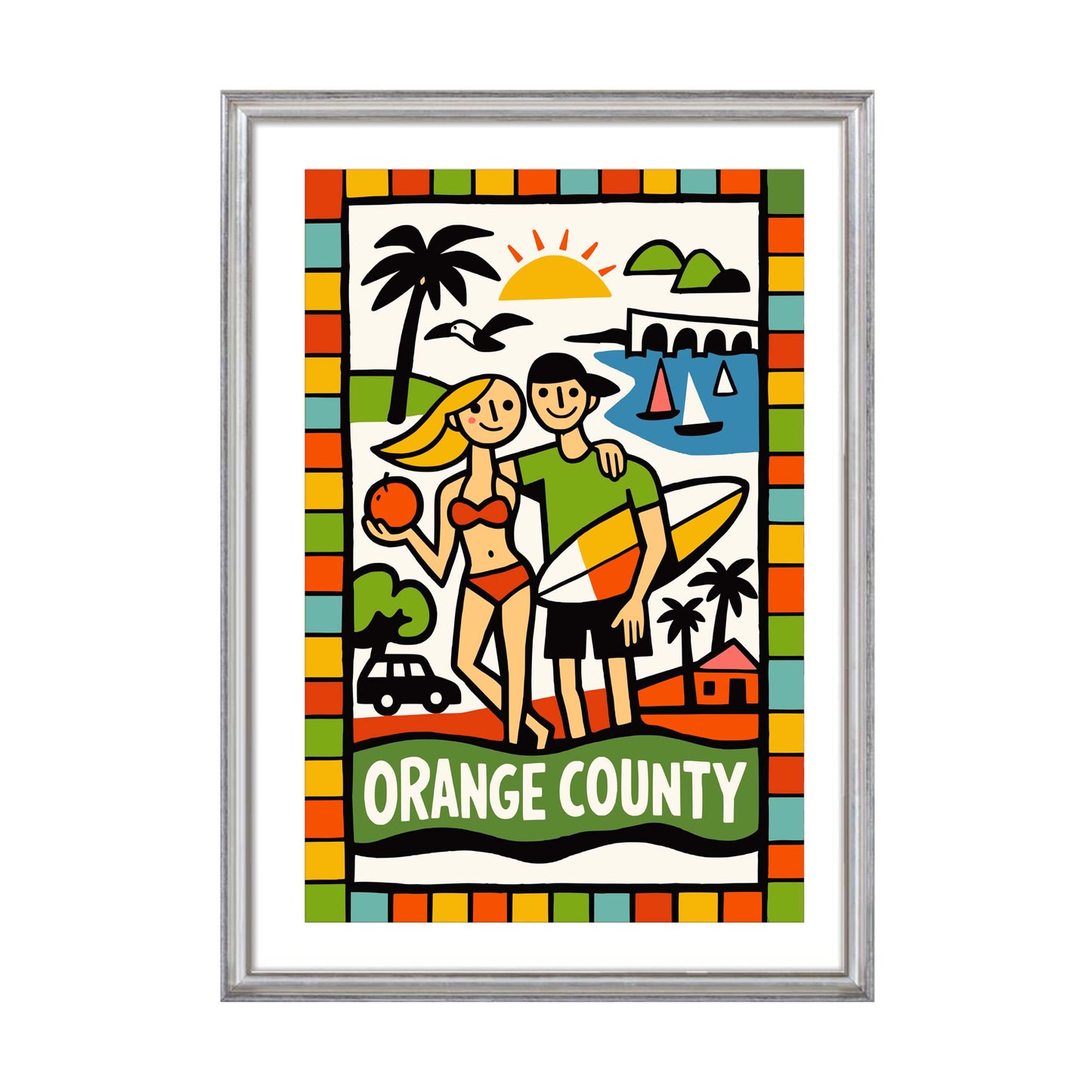 Orange County California Surf Travel Print