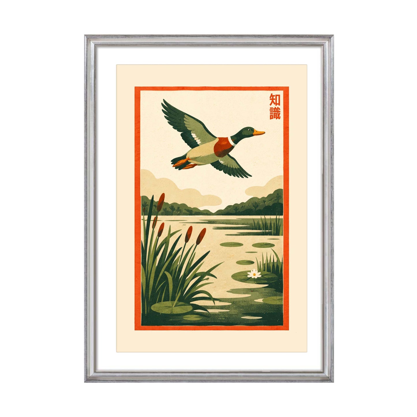 Flying Duck Japanese Art Print