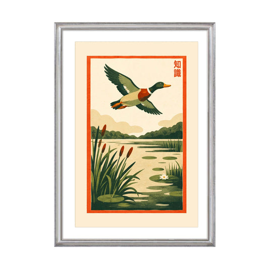 Flying Duck Japanese Art Print