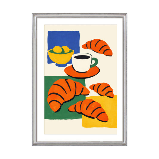 Croissant Coffee Breakfast Poster Print