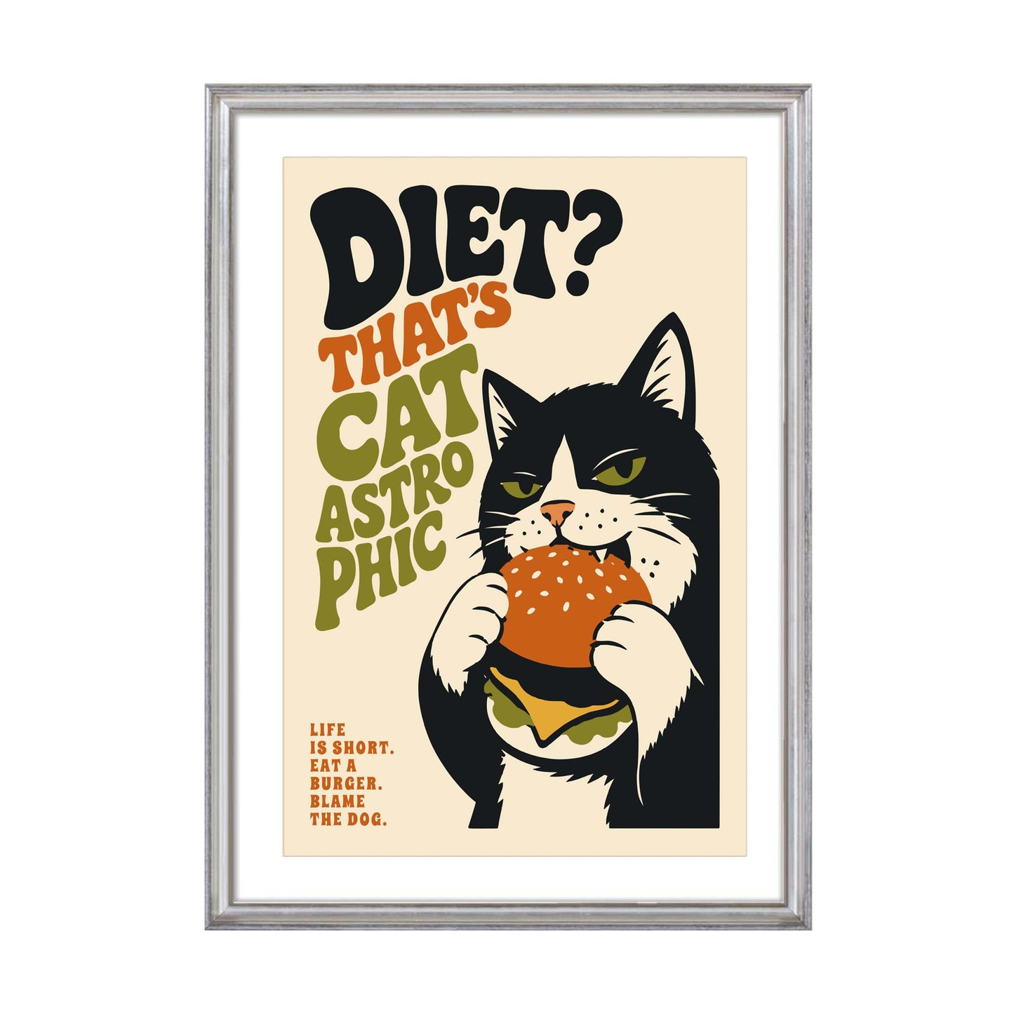 Cat Burger Humor Print