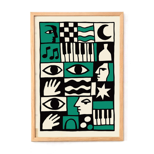 Abstract Mosaic Faces Poster