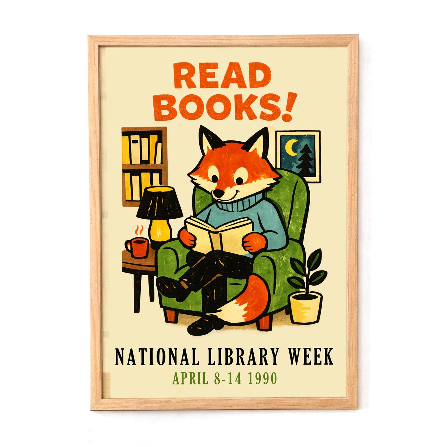 Reading Fox Library Poster Print