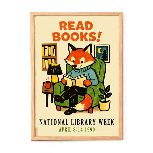 Reading Fox Library Poster Print