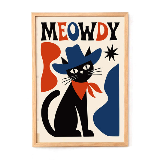 Cowboy Cat Wall Art Print