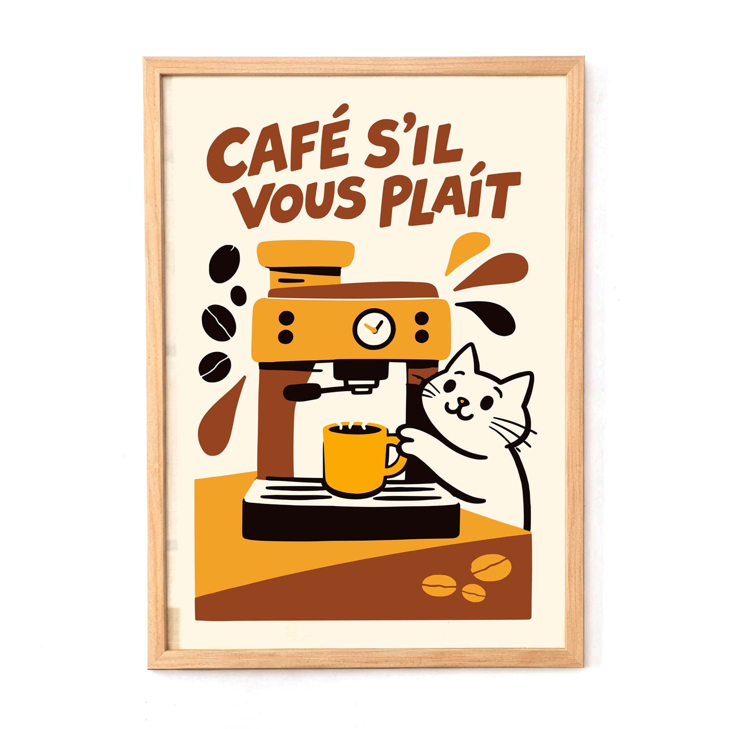 Cafe Sil Vous Plait Cat Poster