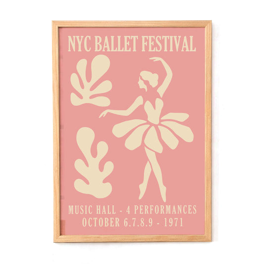 NYC Ballet Festival Vintage Pink Poster