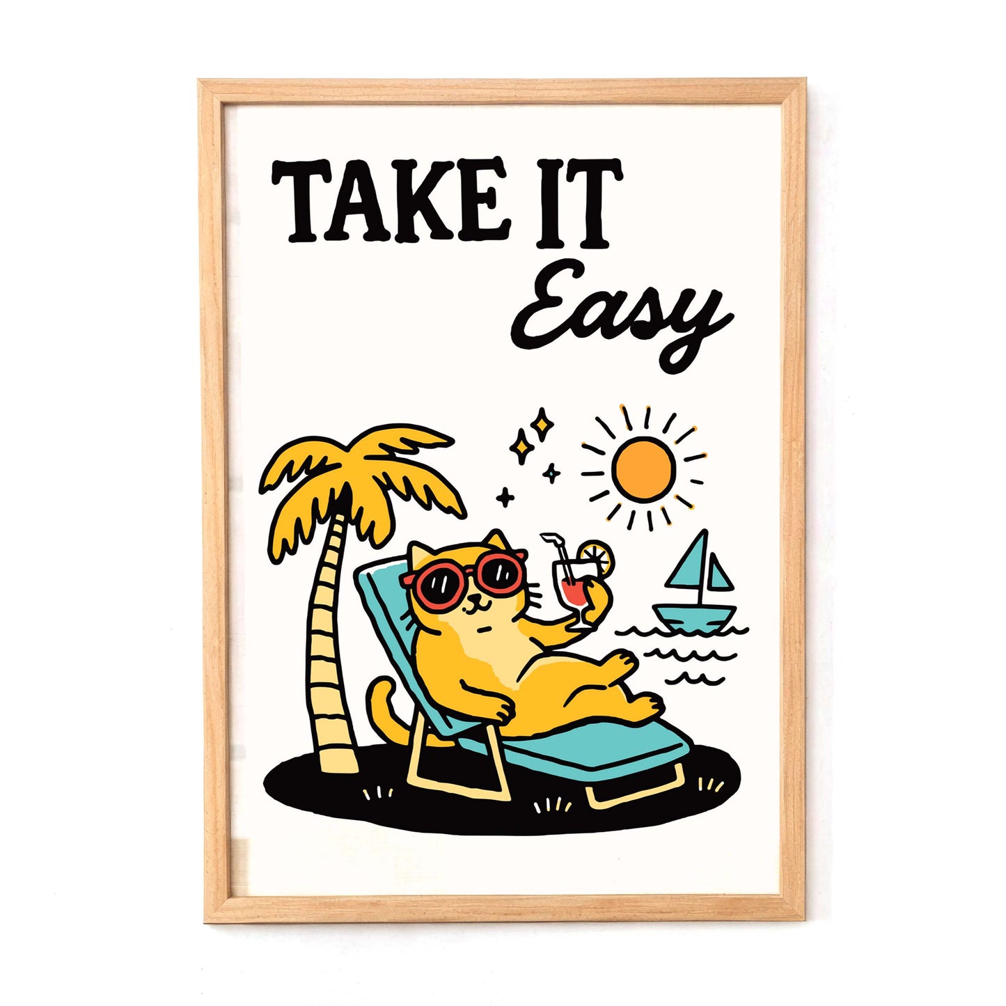 Take It Easy Cat Poster