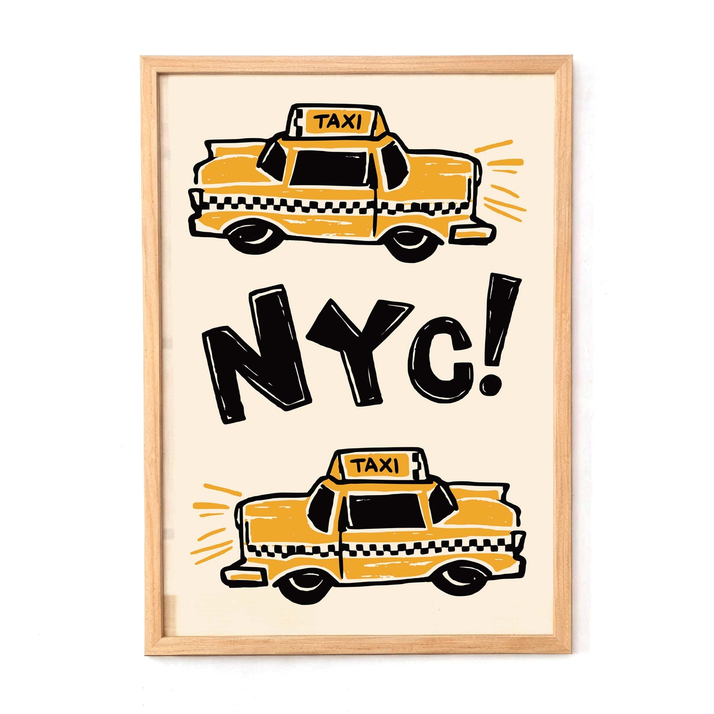 NYC Yellow Taxi Illustration Poster Wall Art