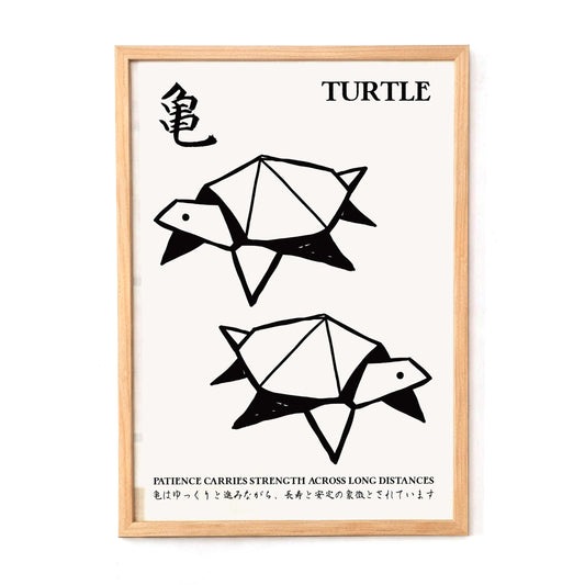 Origami Turtle Japanese Poster Print