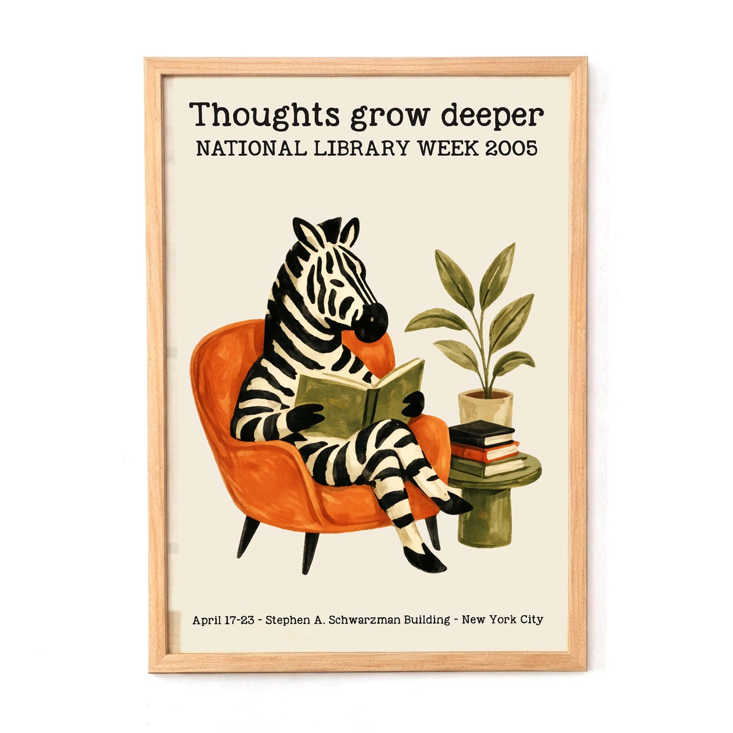National Library Week Zebra Reading Poster