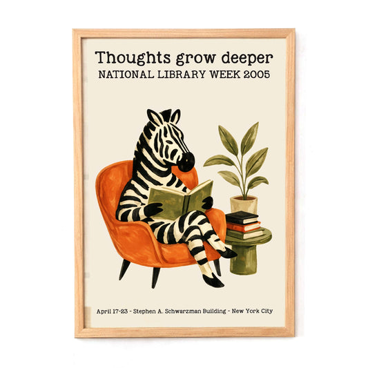 National Library Week Zebra Reading Poster