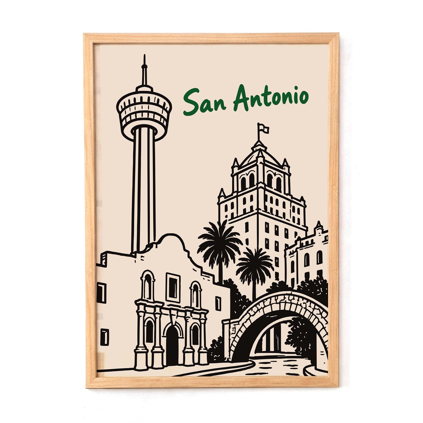 San Antonio River Walk Skyline Poster