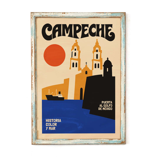 Campeche Mexico Travel Poster
