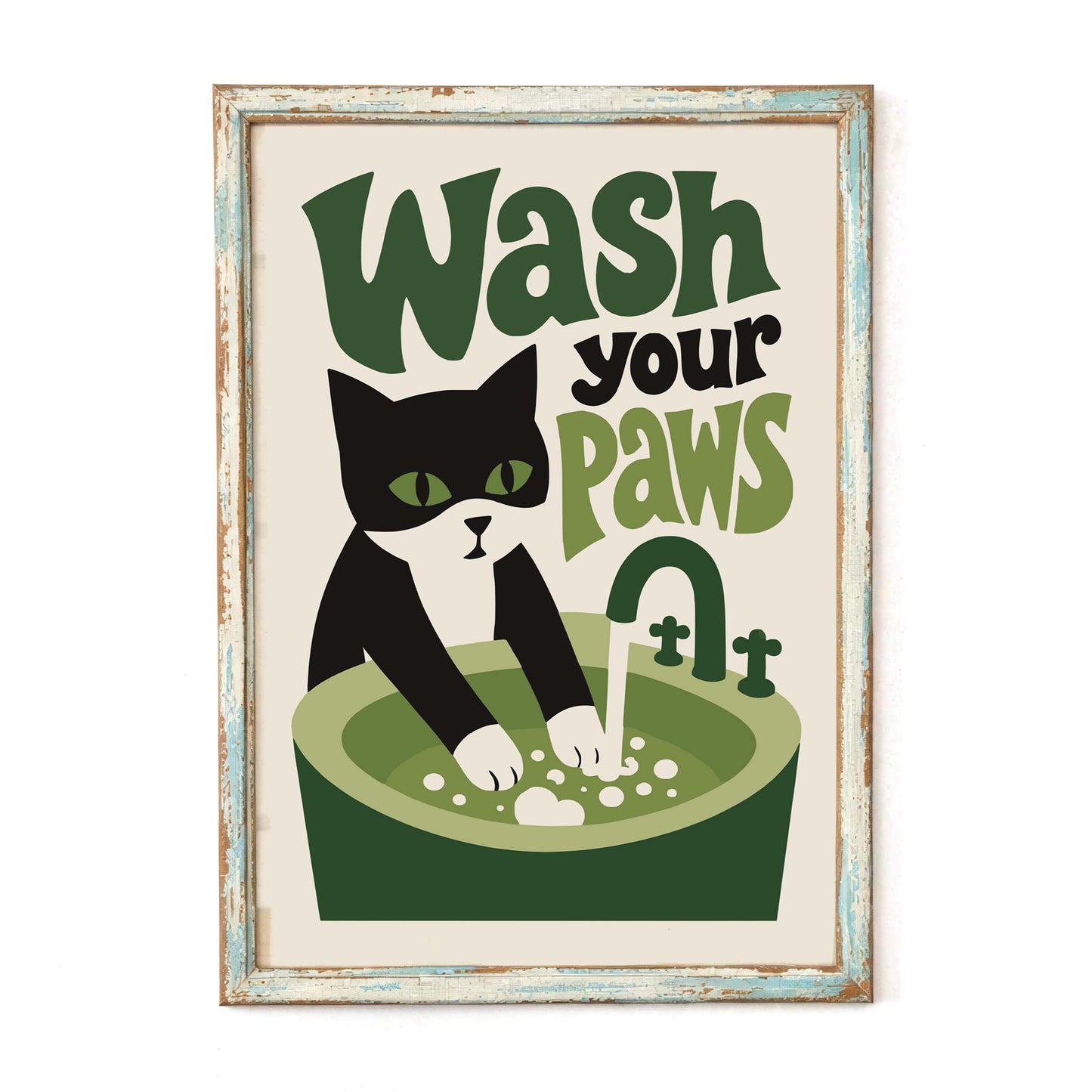 Cat Bathroom Wall Art Print