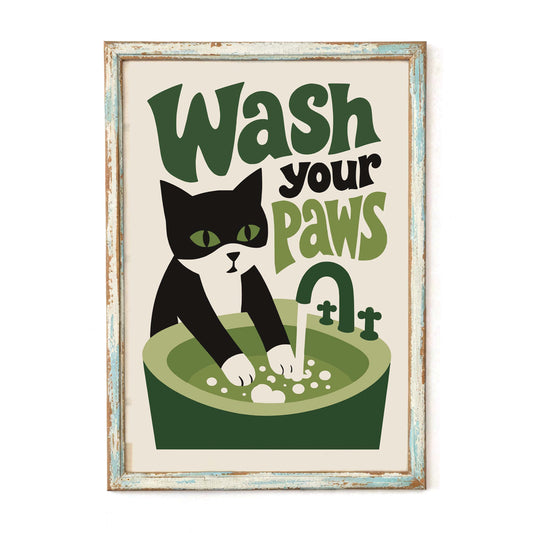 Cat Bathroom Wall Art Print