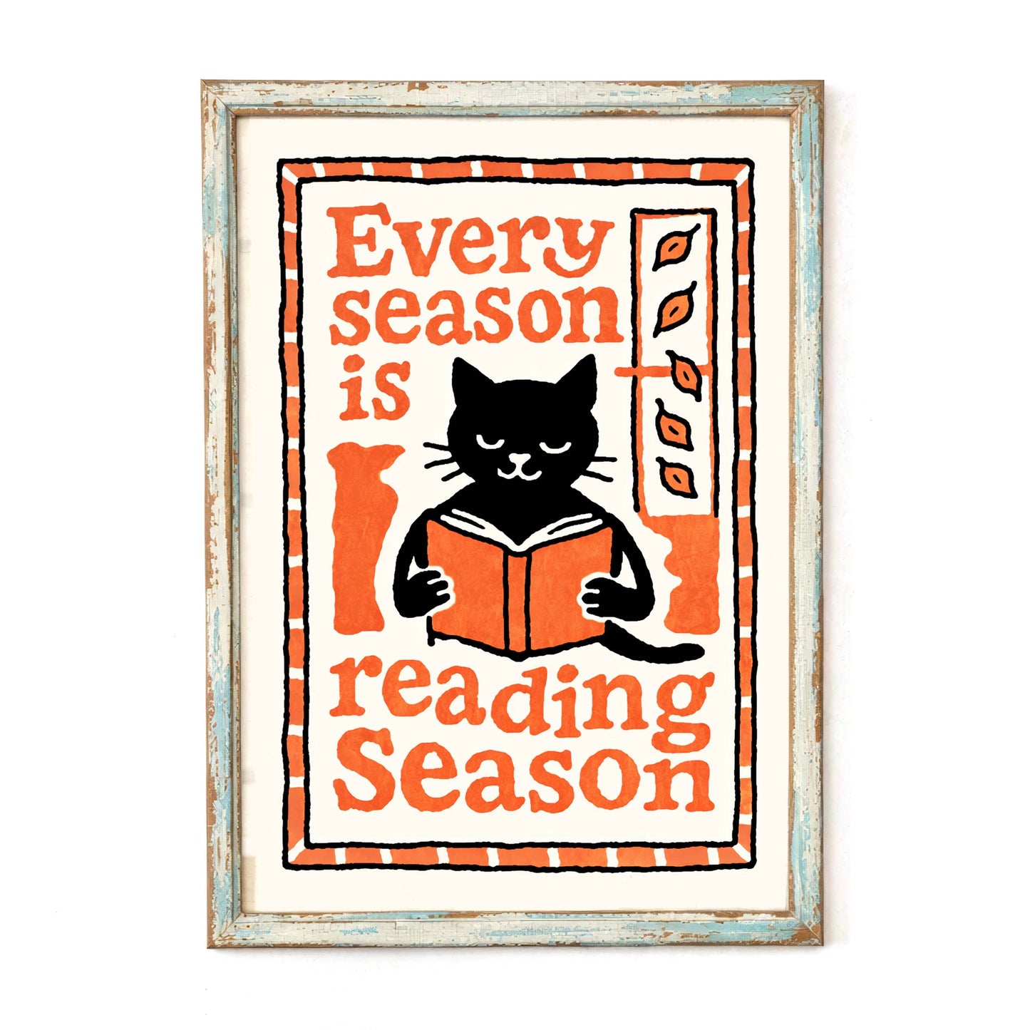 Reading Season Cat Wall Art Print