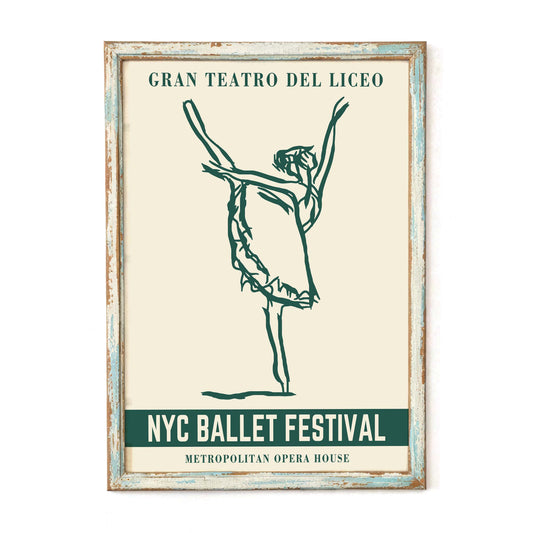NYC Ballet Festival Line Art Poster Wall Art