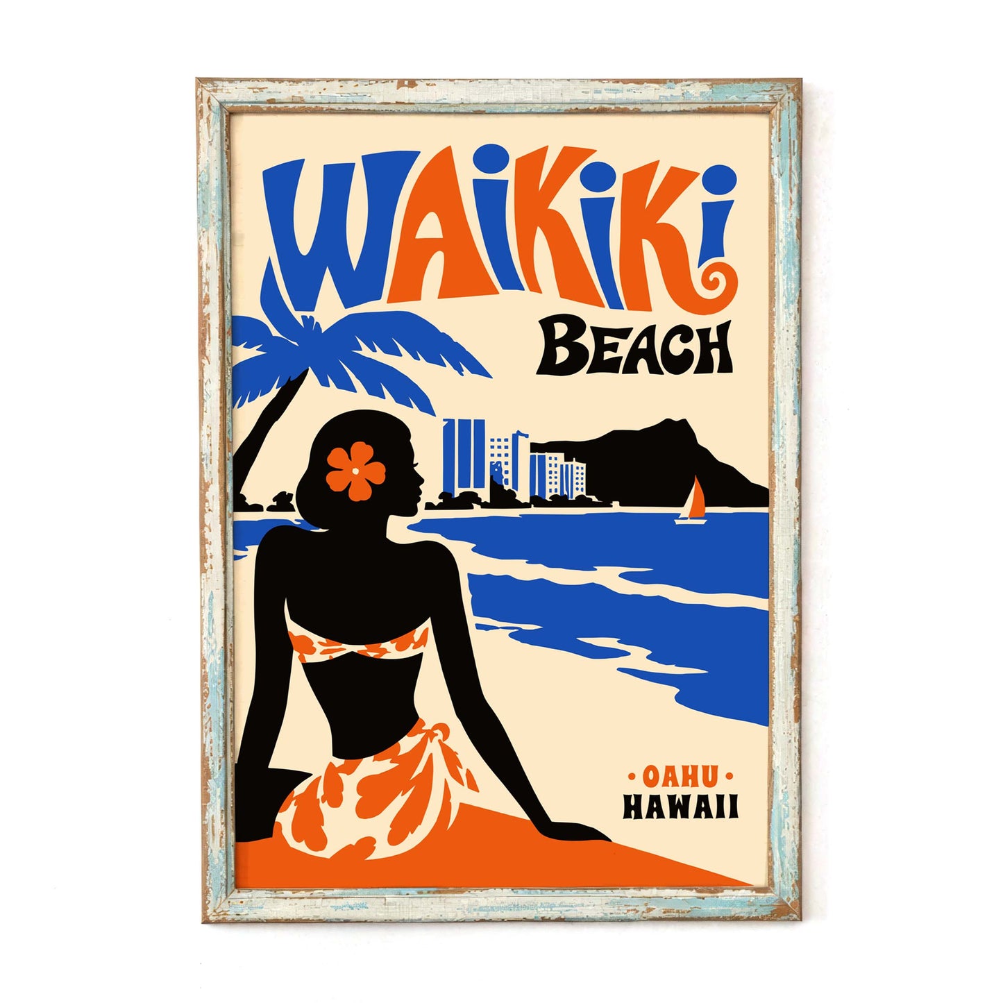Waikiki Beach Travel Poster