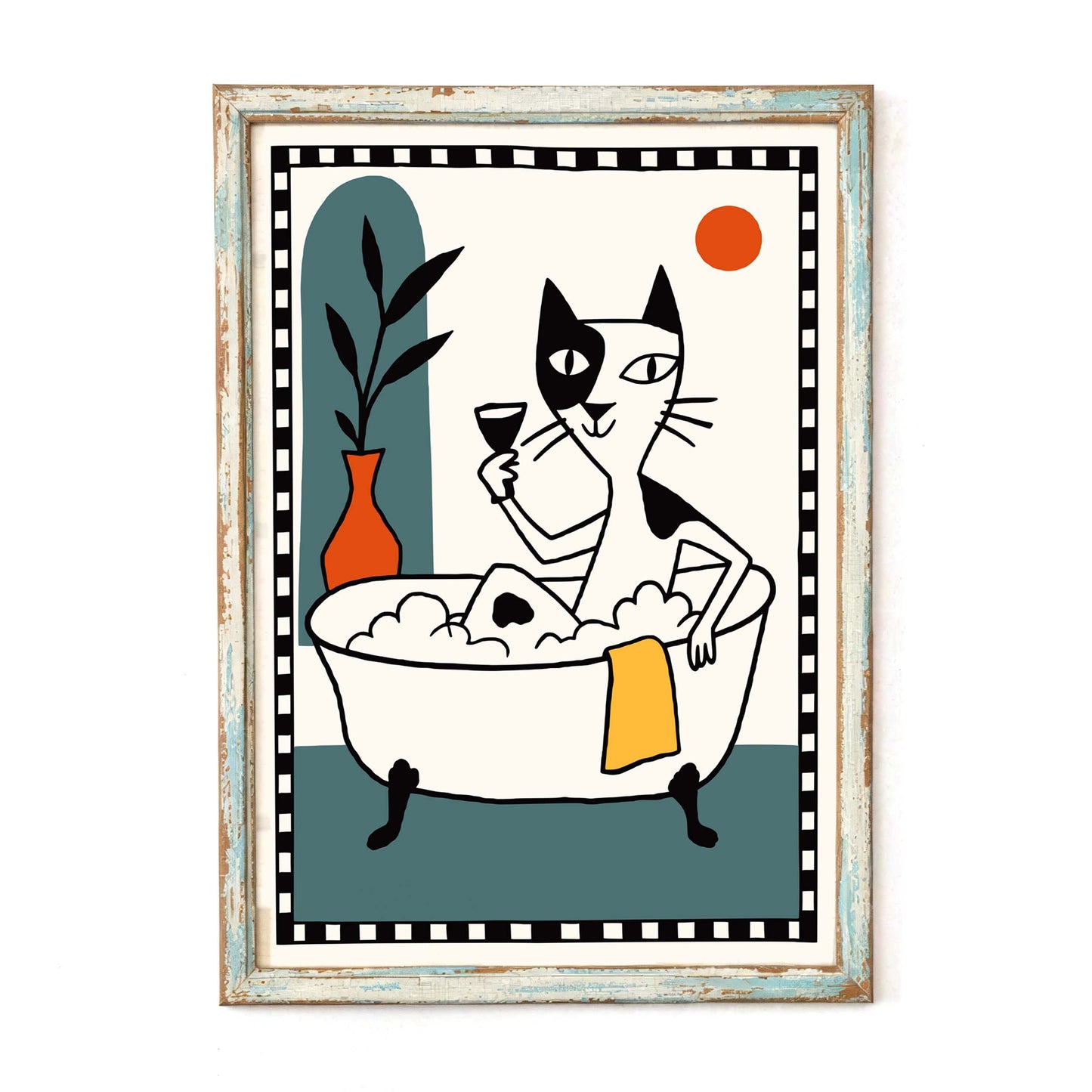 Cat Bathtub Poster Wall Print