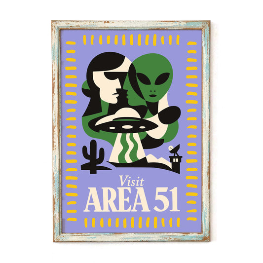 Area 51 Alien Poster Retro Wall Art